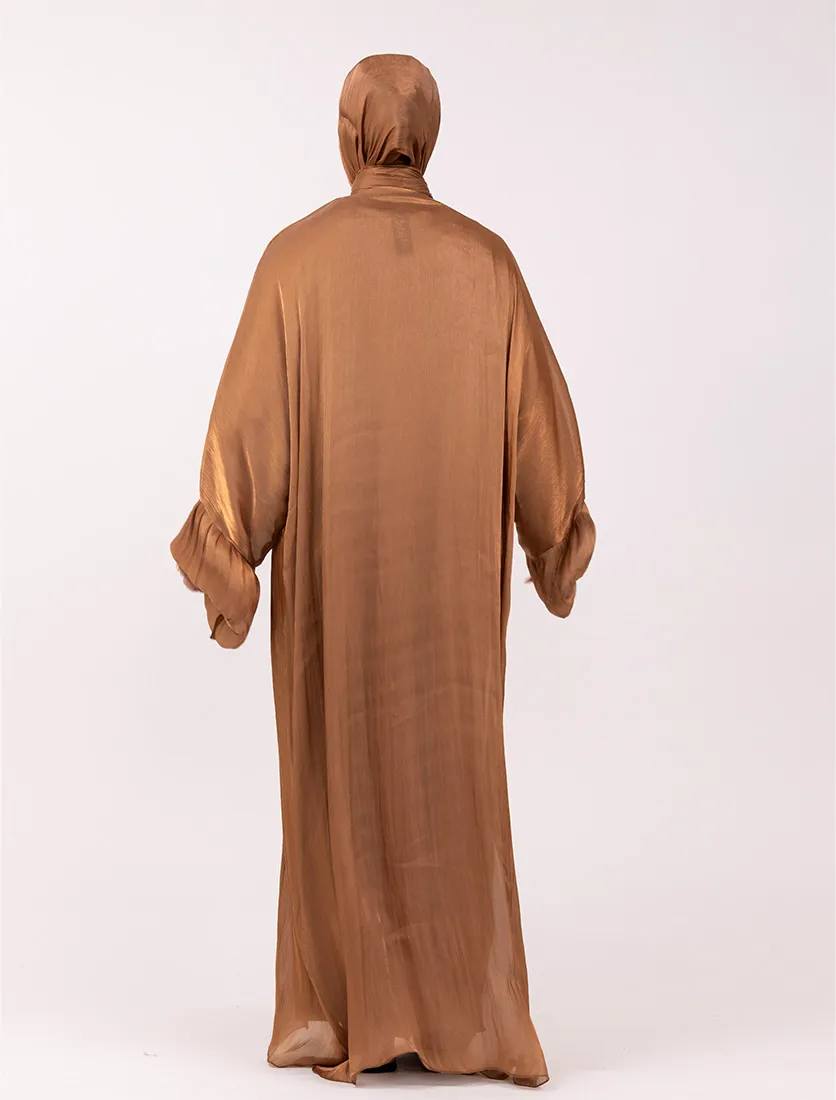 Rust Open Organza Kaftan Set